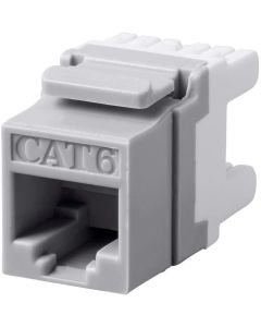 Monoprice 127557 Cat6 RJ-45 180-Degree Punch Down Keystone Jack Short Body 28mm, Gray